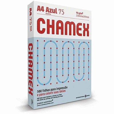 Papel Sulfite Chamex Colors Azul A-4 75g PCT C/500 Folhas