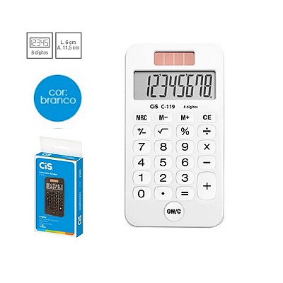 Calculadora de Bolso 8 Dígitos Branco CIS C-119