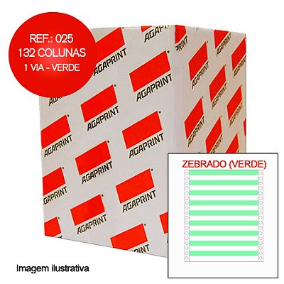Formulário Agaprint 132 Colunas 1 Via Verde (Zebrado) 025 CX C/3000 JGS