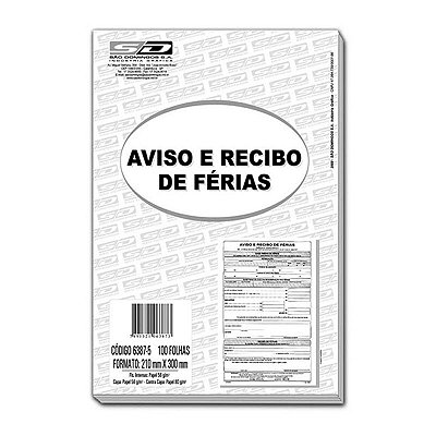 Impresso Aviso e Recibo de Ferias 6387-5 São Domingos BL C/100 FL