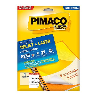 Etiqueta Pimaco InkJet+Laser Branca Carta 6285 C/25 Etiquetas