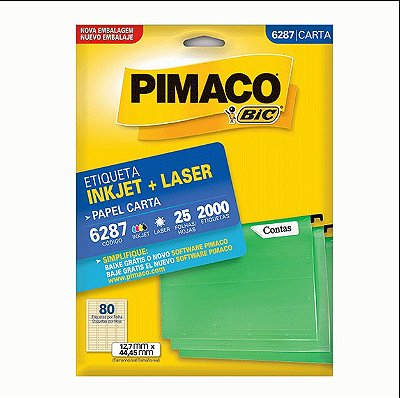 Etiqueta Pimaco InkJet+Laser Branca Carta 6287