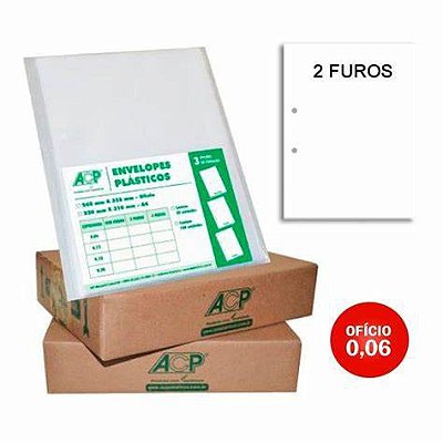 Envelope Plástico ACP 0,6 Fino 2 Furos 50 UN