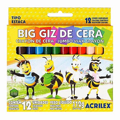 Giz de Cera 12 Cores Big Acrilex