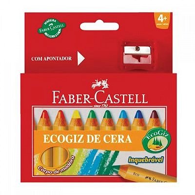 Giz de Cera 12 Cores EcoGiz Bicolor Faber Castell