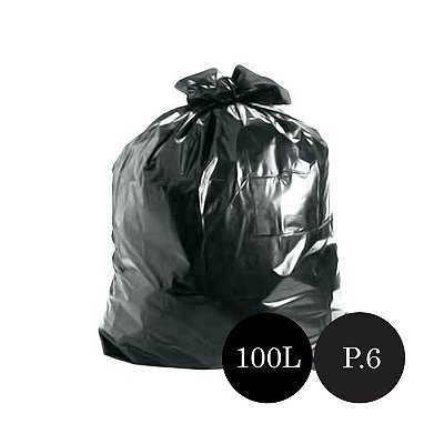 Saco de Lixo Preto P.6 100LTS PCT C/100 UN