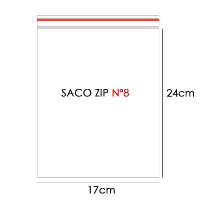 Saco Zip Zap Incolor Nº8 17x24x0,08cm PCT C/100 UN