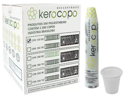 Copo Agua 150ml Kerocoppo 2500 Unid Branco