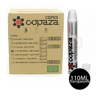 Copo Descartável Café Transparente 110ml Copaza CX C/3000 UN