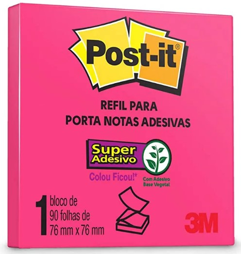 Bloco Adesivo Post-it 3M POP-UP 76x76mm Rosa Neon
