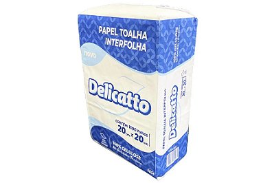 Papel Interfolha 2 Dobras 100% Celulose c/1000 Fls 20x20cm Delicatto