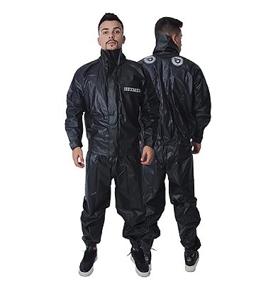 Conjunto Motoqueiro PVC Preto Refletivo - CA 37473/37474