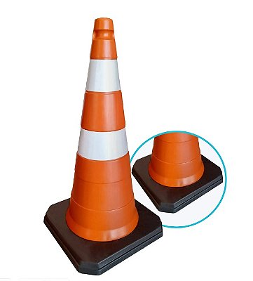 Cone de Sinalização em PVC com Base Emborrachada 3,2 kg - 75 cm