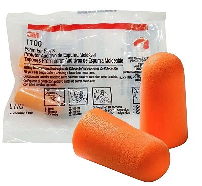 Protetor Auricular Tipo Plug 3M 1100 Espuma 16dB - CA 5674