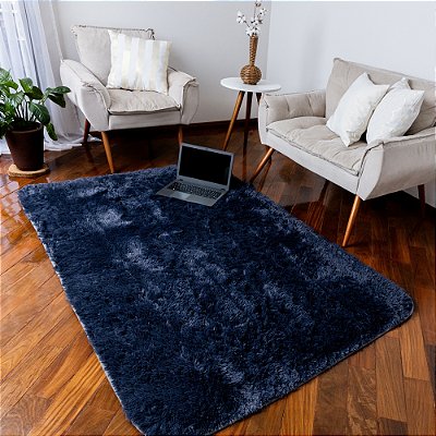 Tapete Felpudo Cinza Escuro Antiderrapante para Sala e Quarto – 1,00 x 1,40 m