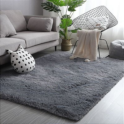 Tapete Felpudo Cinza Escuro Antiderrapante para Sala e Quarto – 2,00 x 2,40 m