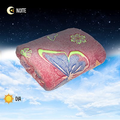 Cobertor Infantil Brilha no Escuro – Rosa com Estampa de Borboleta
