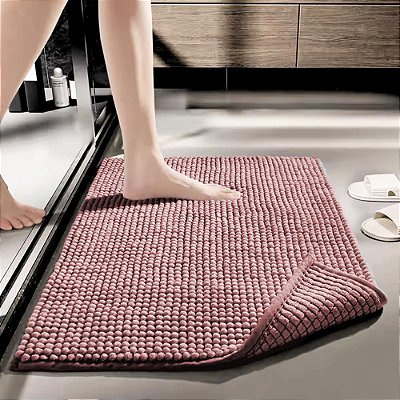 Tapete Bolinha Banheiro Rosé Antiderrapante 0,40 x 0,60 m