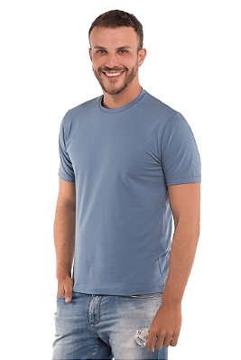 Camiseta masculina de manga curta Light azul jeans - Algodão Egípcio