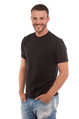 Camiseta masculina de manga curta preta - Meia Malha