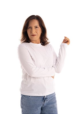Camiseta T-shirt woman branca manga longa