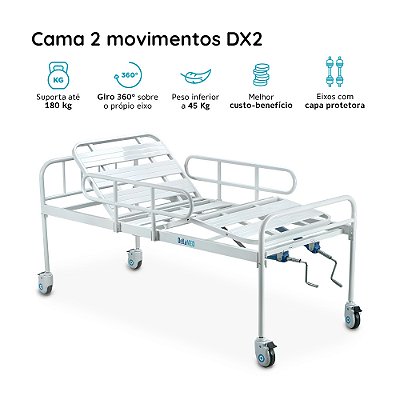 Cama Hospitalar DX2 2 Movimentos até 180 Kg Dellamed