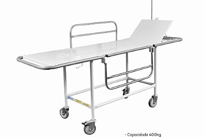 Carro maca hospitalar com grades inox - até 250 kg