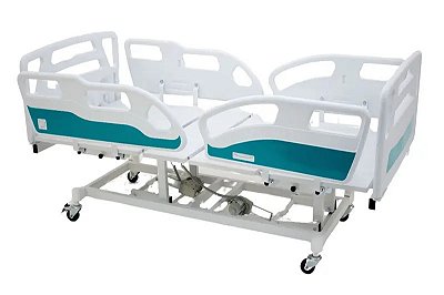 Cama com 10 Movimentos Elétricos com grades laterais semi-giro produzidas em PEAD