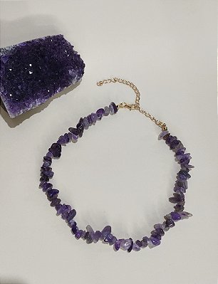 Chocker Ametista - Intuição, conexão espiritual, transmuta energia