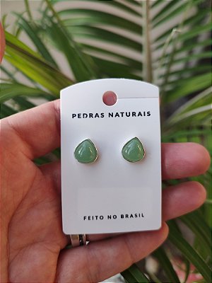 Brinco Gota Prata 925 Quartzo Verde - Cura, saúde, Equilíbrio físico e mental