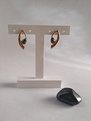 Conjunto Brinco + Bracelete Hematita Banho Ouro 18 - Autoestima e proteção