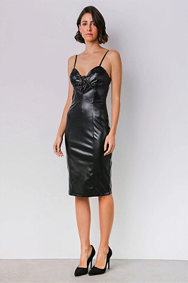 Vestido Midi Decote Amarração Pu