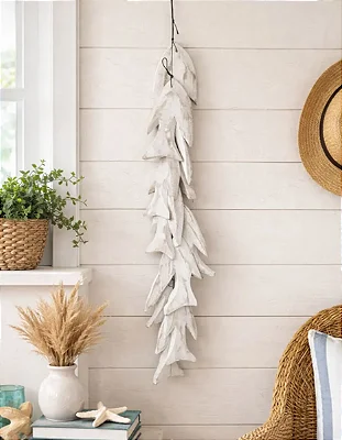 Penca Fieira Naútico Em Madeira Cacho Peixe Decoração Branco
