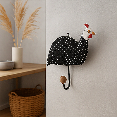 Cabideiro Porta Pano Gancho Pendurador Toalha Suporte Galinha Dangola Preto