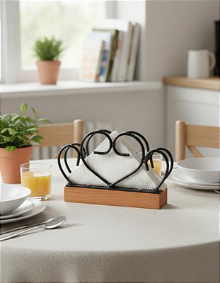 Porta Guardanapo Coração Suporte Em Ferro De Mesa Artesanal