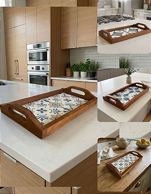 Bandeja Retangular Servir Lanche Petisqueira Cantinho Café Suporte de Lanches