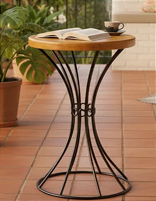 Banqueta Rústico Seat Garden Ondulado Artesanal Luxo Resistente - Madeira e Ferro