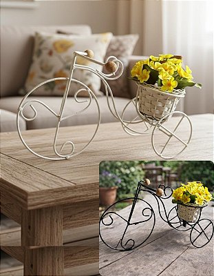 Floreira Cesto Vasos Flor Bicicleta Suporte Organizador Mesa Ferro