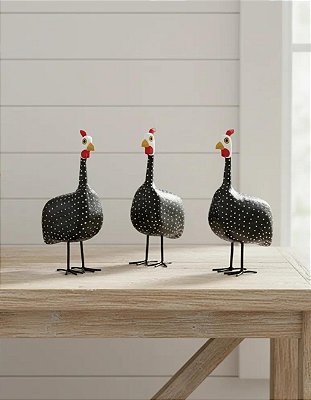 Kit Escultura Decorativo Galinha Dangola Madeira Artesanal