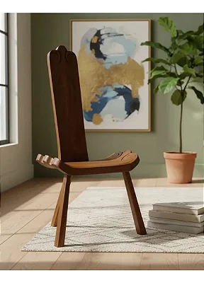 Cadeira Bacalhau Tripé Jantar Moderna Rústica Em Madeira