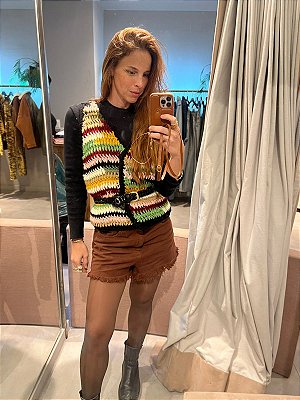 Colete Crochet Zig Zag Black