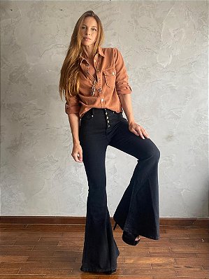 Calça Flare High Waisted Preta