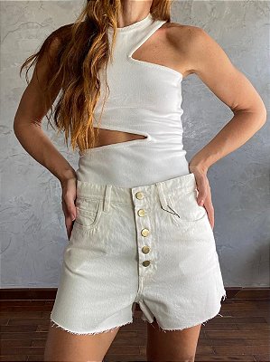 Shorts Botões Dourados Off White