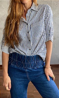 Camisa Basica listrada Azul