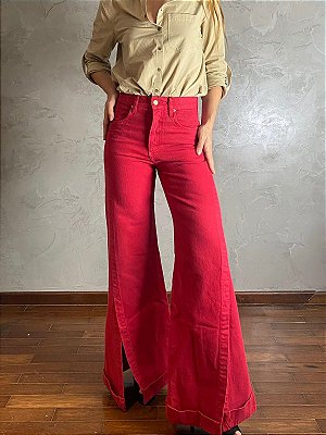 Calça Barra Larga Vermelha