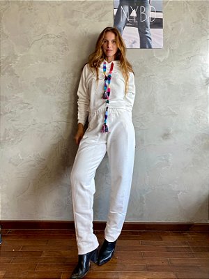 Calça Pregas moletom OFF white