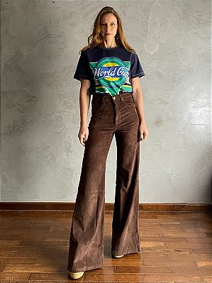 Calça 1 Cós Veludo Marrom