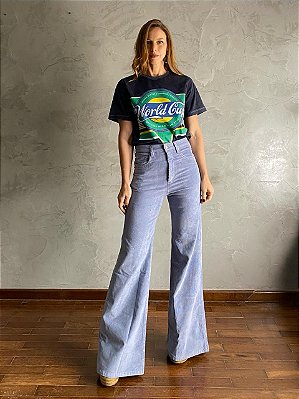 Calça 1 Cós Veludo Steel Blue