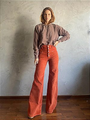 Calça 3 cós Veludo Terra Cota