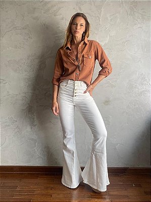 Calça Flare High Waisted Off White